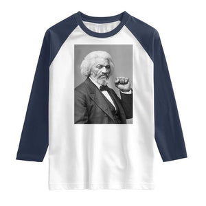 Strong Black History Leader Raglan Shirt Frederick Douglass Empowerment TS12 White Navy Print Your Wear