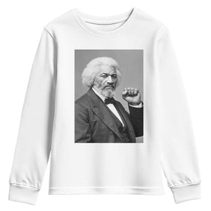 Strong Black History Leader Youth Sweatshirt Frederick Douglass Empowerment TS12 White Print Your Wear