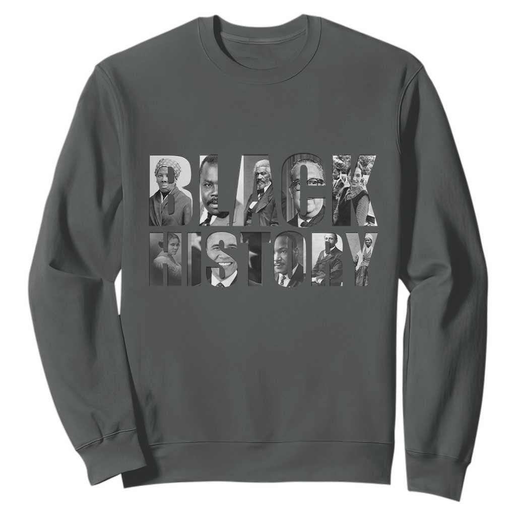 African American Leaders Sweatshirt Black History Month Legends TS12 Dark Heather Print Your Wear
