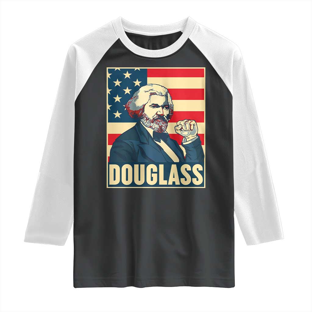 Frederick Douglass American Hero Raglan Shirt Black History Month Gift TS12 Black White Print Your Wear