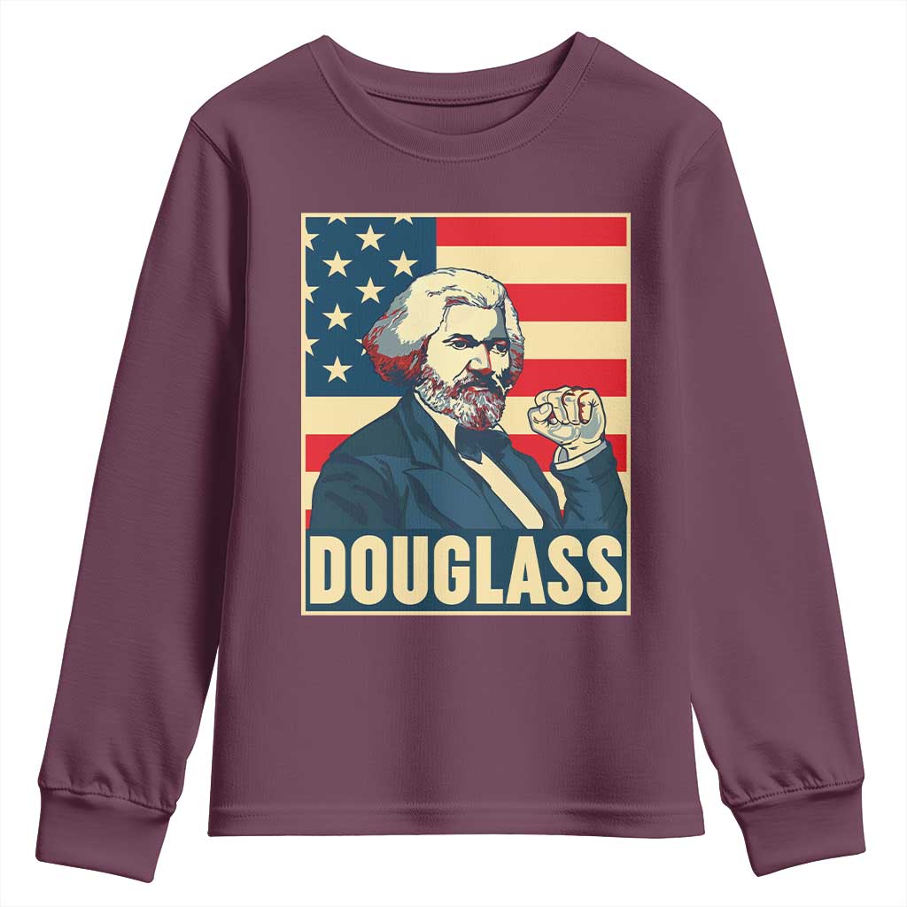 Frederick Douglass American Hero Youth Sweatshirt Black History Month Gift TS12 Maroon Print Your Wear