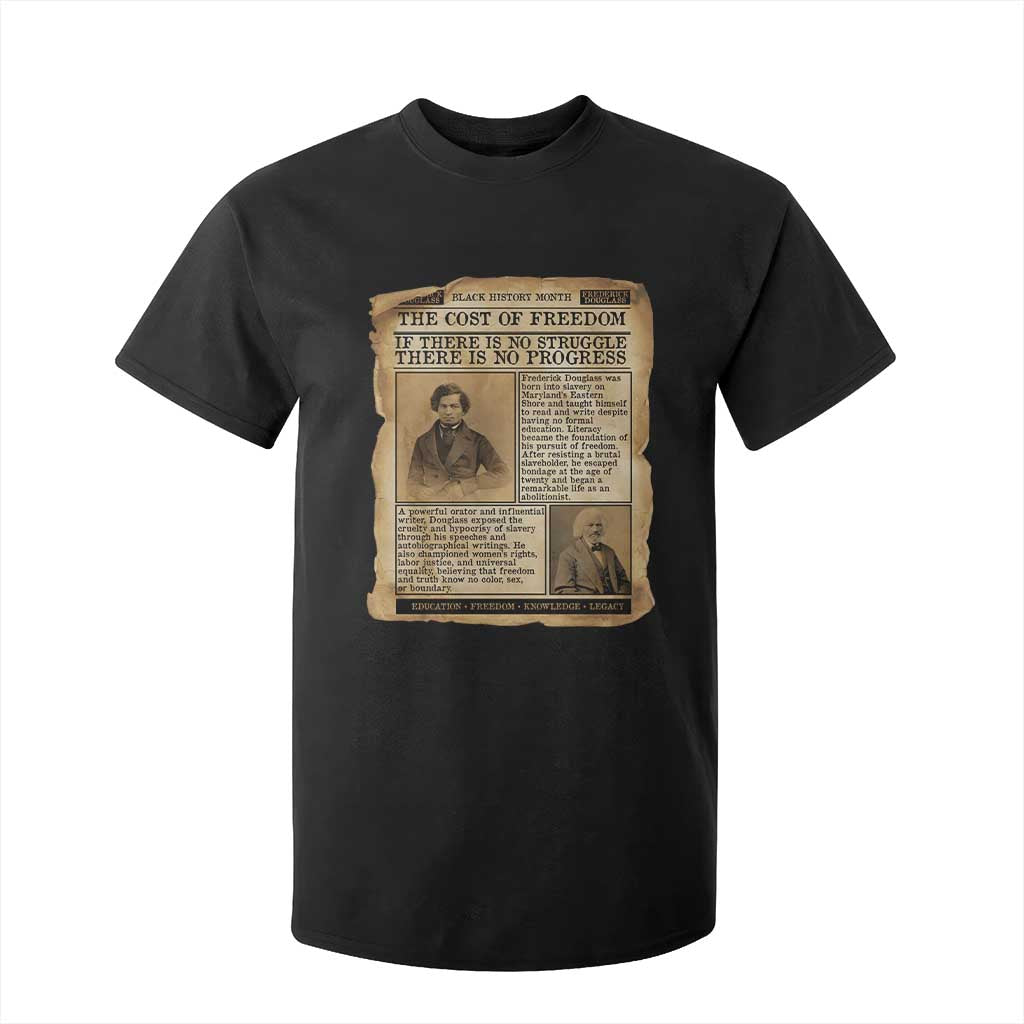 If There Is No Struggle No Progress T Shirt For Kid Frederick Douglass Newspaper TS12 Black Print Your Wear