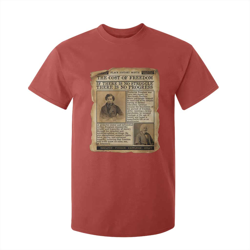 If There Is No Struggle No Progress T Shirt For Kid Frederick Douglass Newspaper TS12 Red Print Your Wear