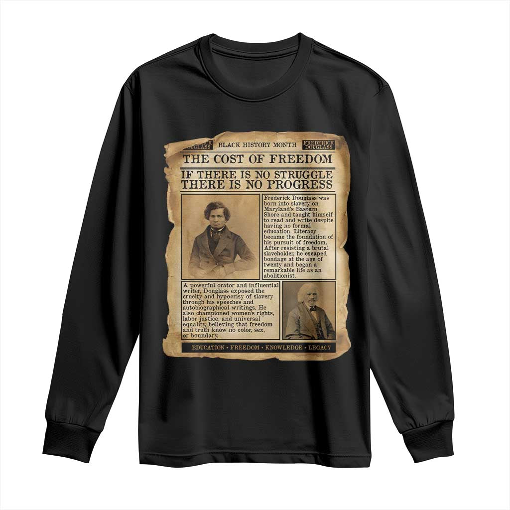 If There Is No Struggle No Progress Long Sleeve Shirt Frederick Douglass Newspaper TS12 Black Print Your Wear