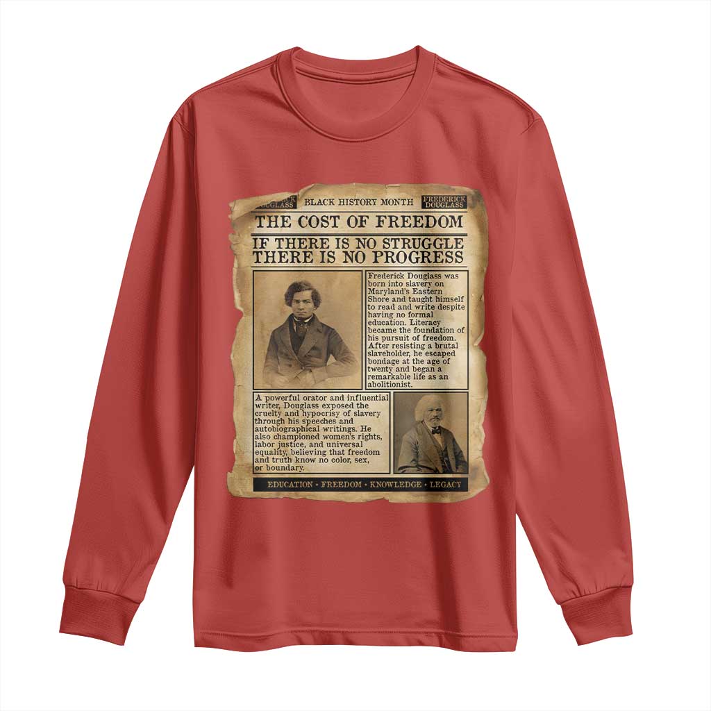 If There Is No Struggle No Progress Long Sleeve Shirt Frederick Douglass Newspaper TS12 Red Print Your Wear