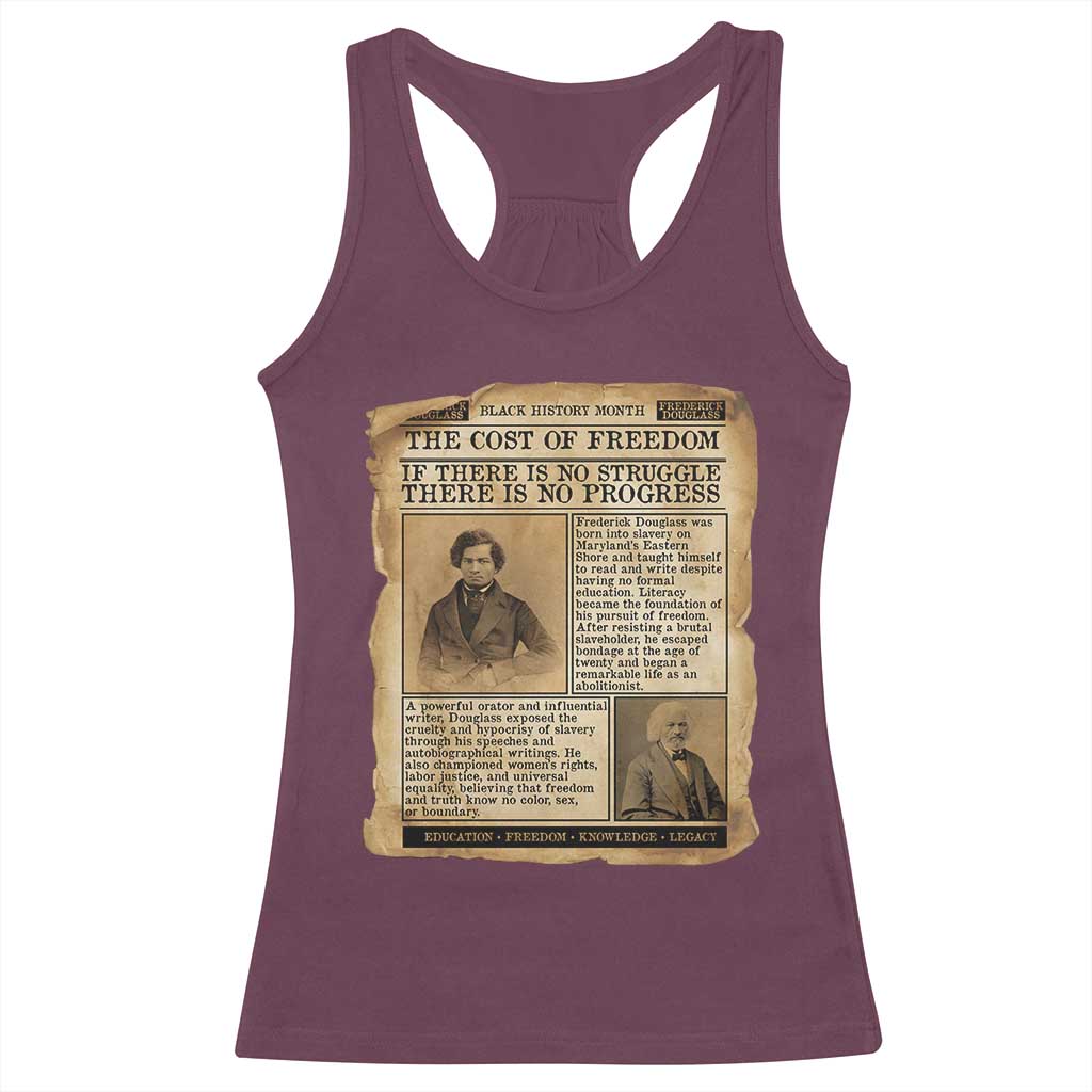If There Is No Struggle No Progress Racerback Tank Top Frederick Douglass Newspaper TS12 Maroon Print Your Wear