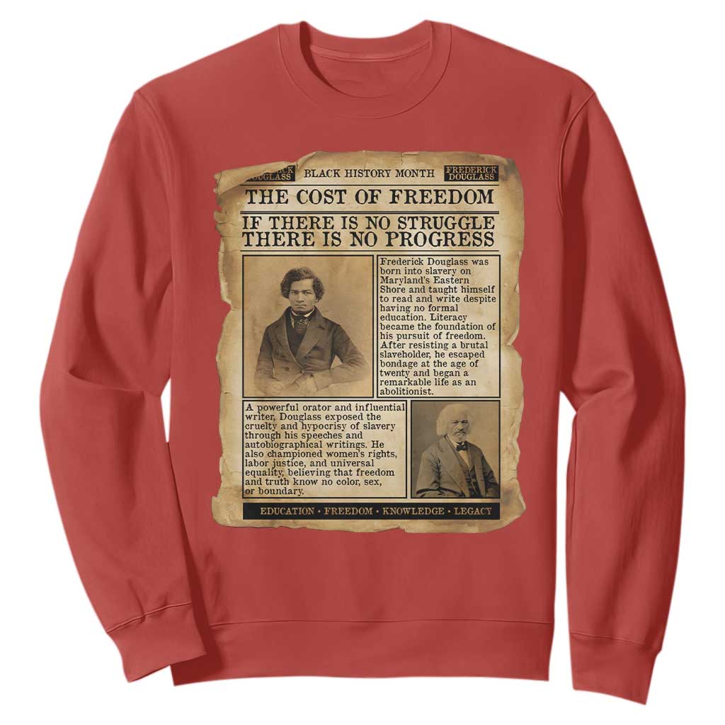 If There Is No Struggle No Progress Sweatshirt Frederick Douglass Newspaper TS12 Red Print Your Wear