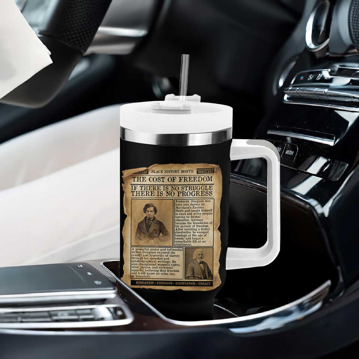 If There Is No Struggle No Progress Tumbler With Handle Frederick Douglass Newspaper TS12 Print Your Wear