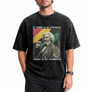 Frederick Douglass Struggle And Progress Washed Cotton T-Shirt Inspirational Black History