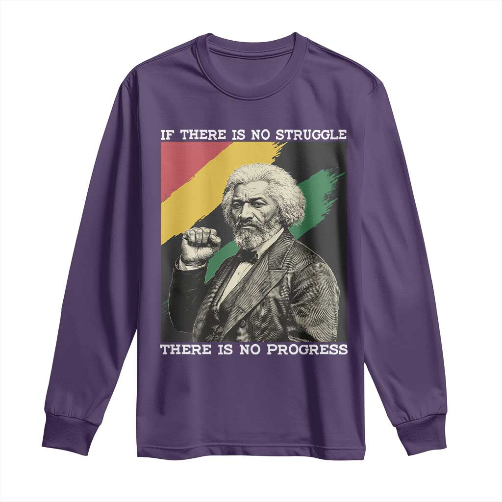 Frederick Douglass Struggle And Progress Long Sleeve Shirt Inspirational Black History TS12 Purple Print Your Wear