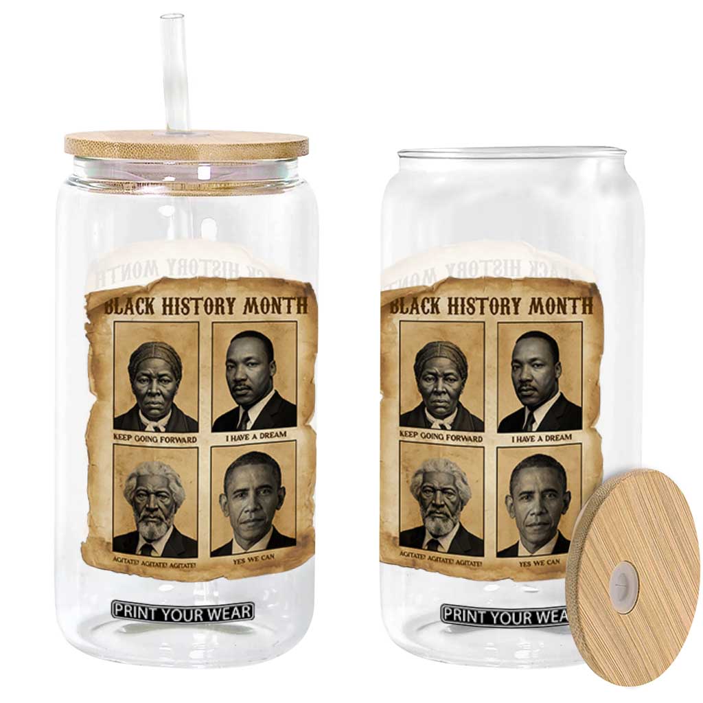 Vintage Black History Heroes Glass Can Strong Black Pride TS12 Print Your Wear