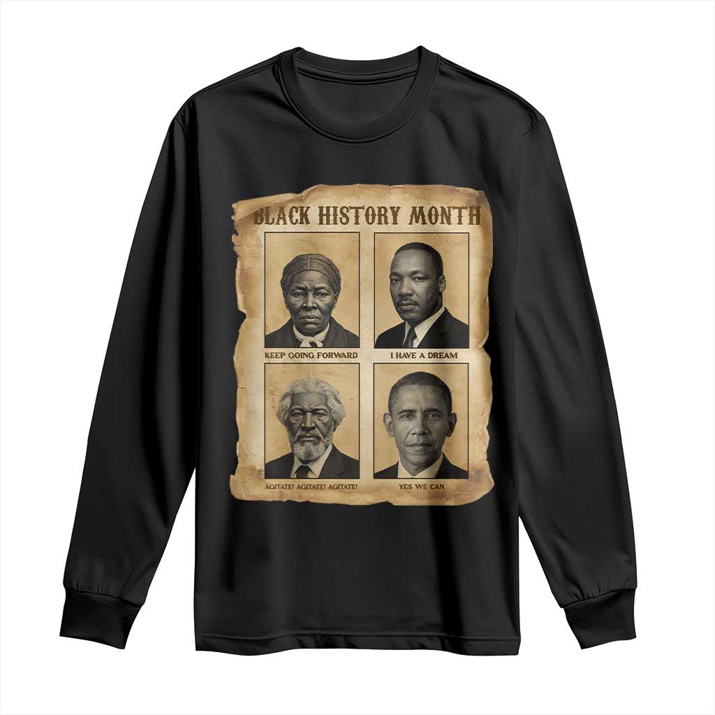 Vintage Black History Heroes Long Sleeve Shirt Strong Black Pride TS12 Black Print Your Wear
