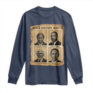 Vintage Black History Heroes Long Sleeve Shirt Strong Black Pride TS12 Navy Print Your Wear