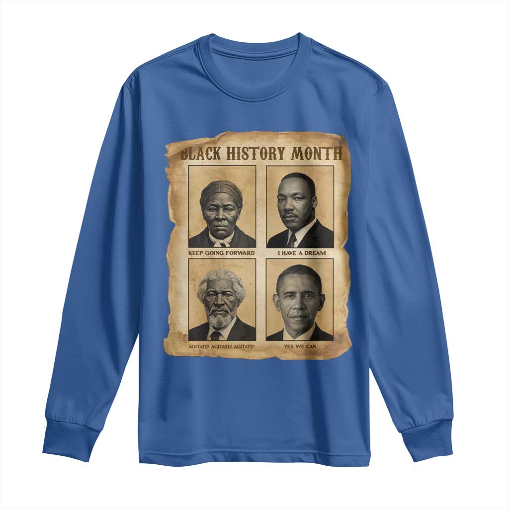 Vintage Black History Heroes Long Sleeve Shirt Strong Black Pride TS12 Royal Blue Print Your Wear
