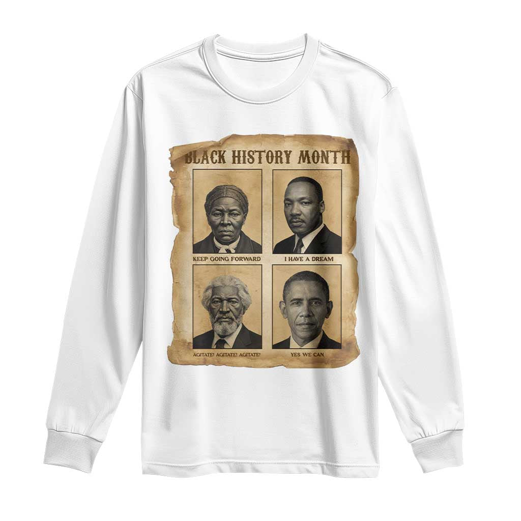 Vintage Black History Heroes Long Sleeve Shirt Strong Black Pride TS12 White Print Your Wear