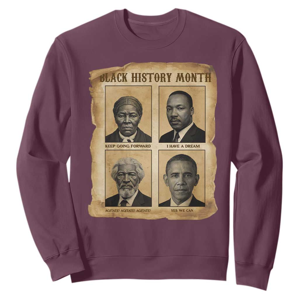 Vintage Black History Heroes Sweatshirt Strong Black Pride TS12 Maroon Print Your Wear