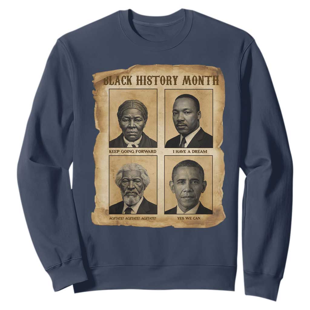 Vintage Black History Heroes Sweatshirt Strong Black Pride TS12 Navy Print Your Wear