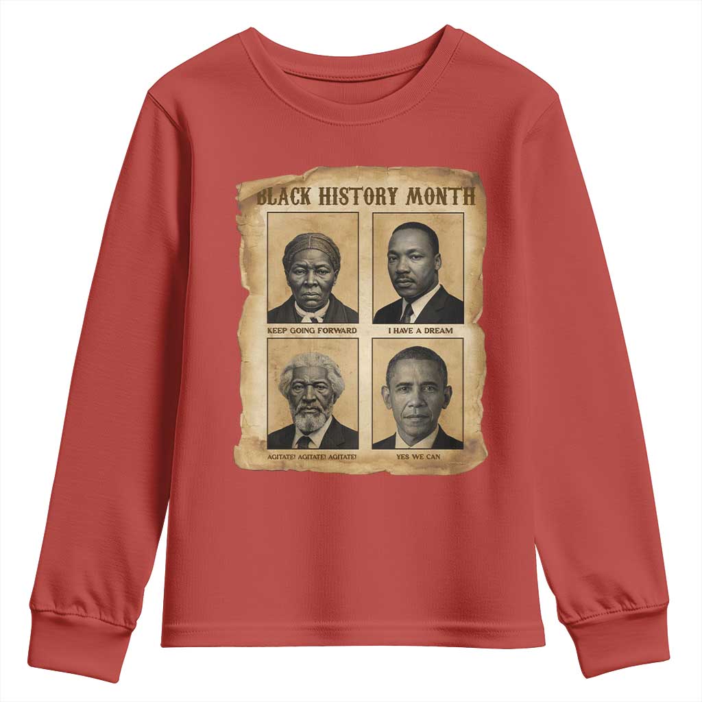 Vintage Black History Heroes Youth Sweatshirt Strong Black Pride TS12 Red Print Your Wear