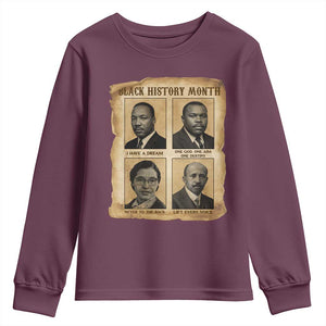 Vintage African American Heroes Youth Sweatshirt Black Pride Inspiration TS12 Maroon Print Your Wear