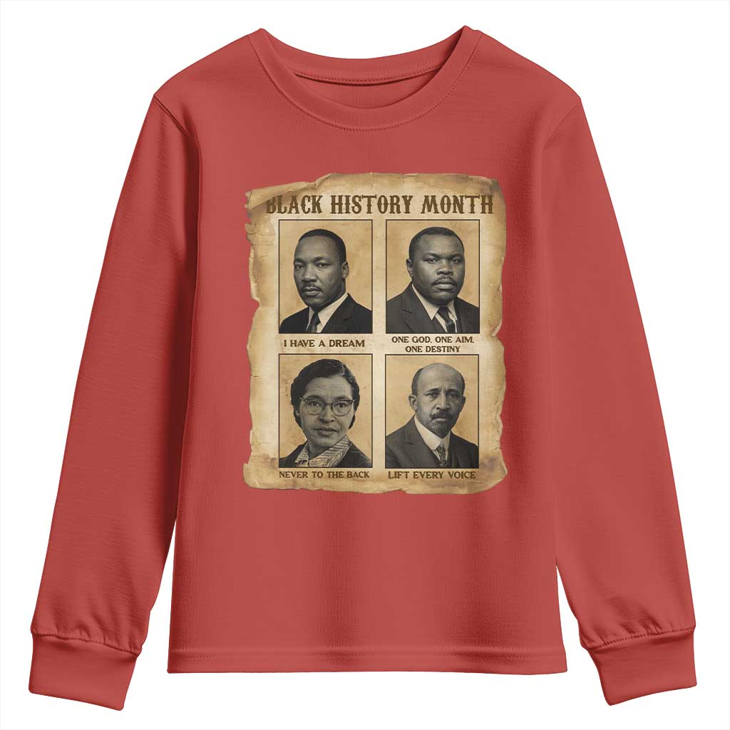 Vintage African American Heroes Youth Sweatshirt Black Pride Inspiration TS12 Red Print Your Wear