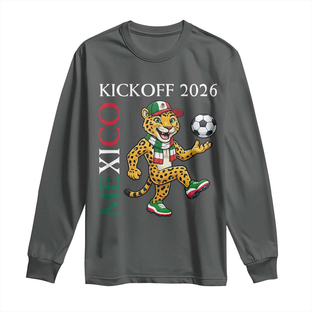 Mexico Soccer Pride Jaguar Kickoff 2026 Long Sleeve Shirt TS12 Dark Heather Print Your Wear
