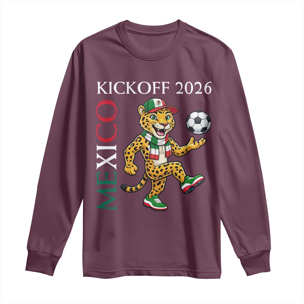 Mexico Soccer Pride Jaguar Kickoff 2026 Long Sleeve Shirt TS12 Maroon Print Your Wear