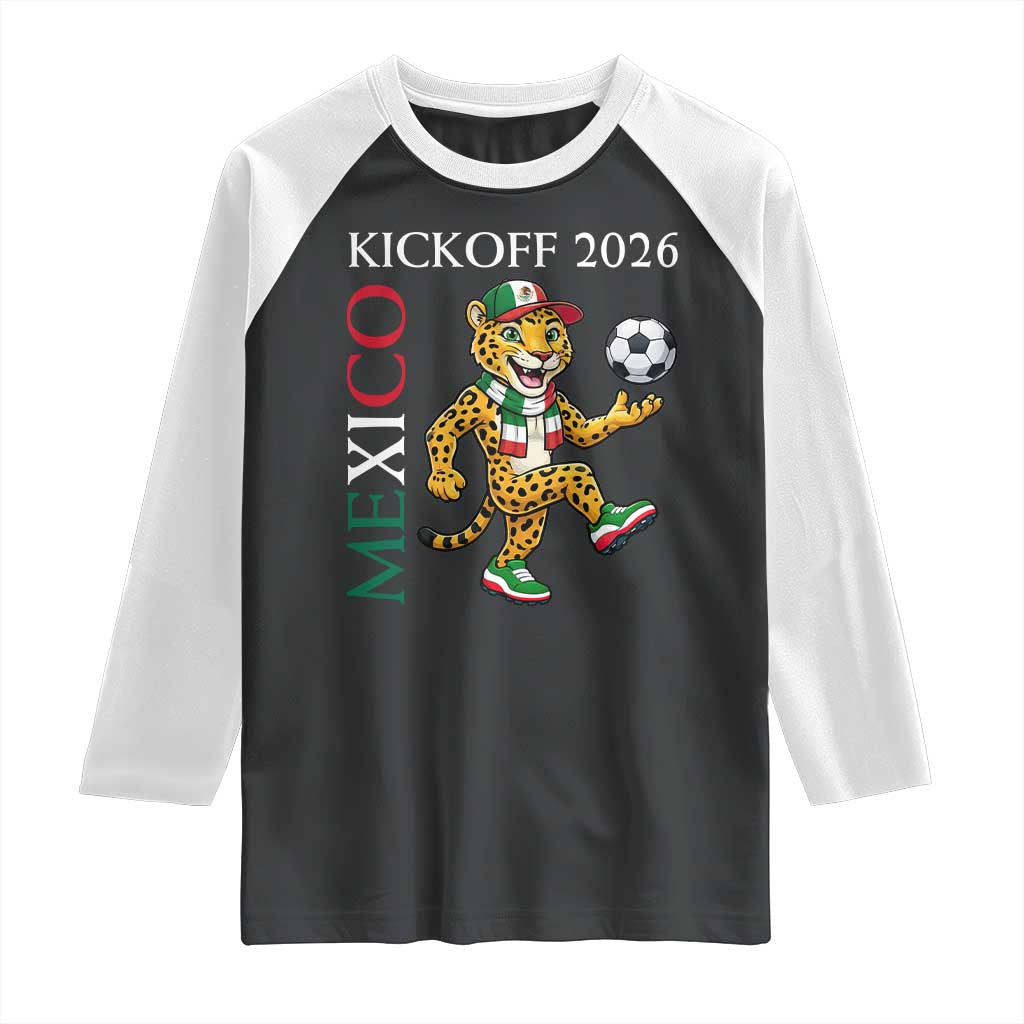 Mexico Soccer Pride Jaguar Kickoff 2026 Raglan Shirt TS12 Black White Print Your Wear