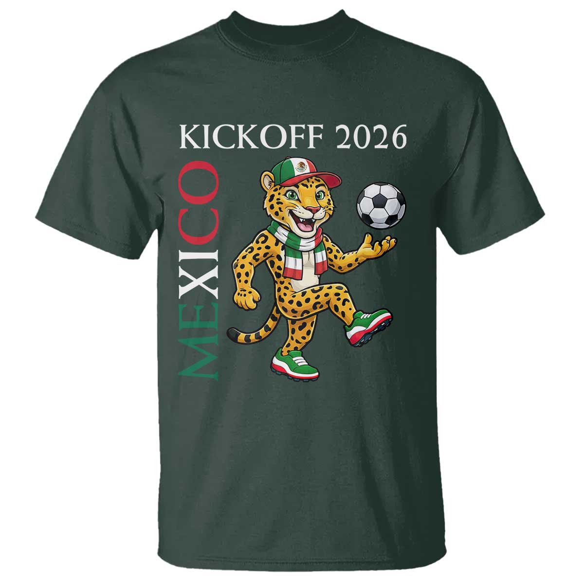 Mexico Soccer Pride Jaguar Kickoff 2026 T Shirt TS12 Dark Forest Green Print Your Wear