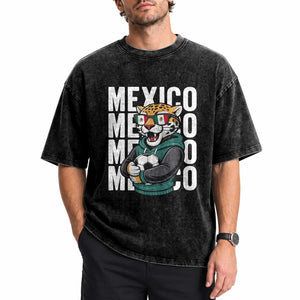 Fierce Mexico Jaguar Soccer Pride Fan Gift Washed Cotton T-Shirt