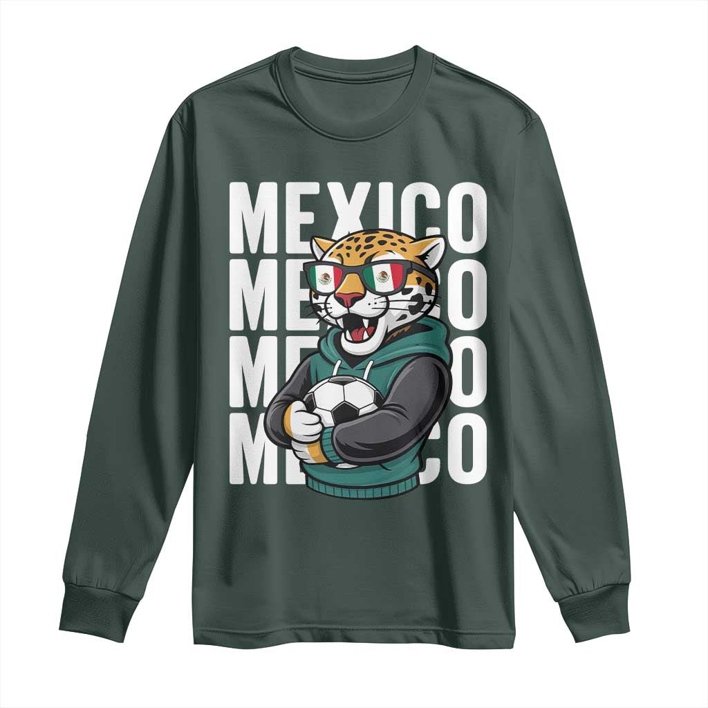 Fierce Mexico Jaguar Soccer Pride Fan Gift Long Sleeve Shirt TS12 Dark Forest Green Print Your Wear
