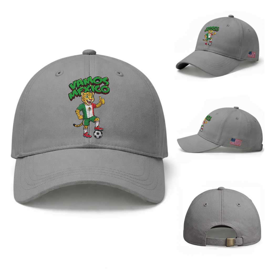 Vamos Mexico Fierce Leopard Baseball Cap Soccer 2026 Fan Gift TS12 Baseball Cap Universal Fit Sport Gray Print Your Wear