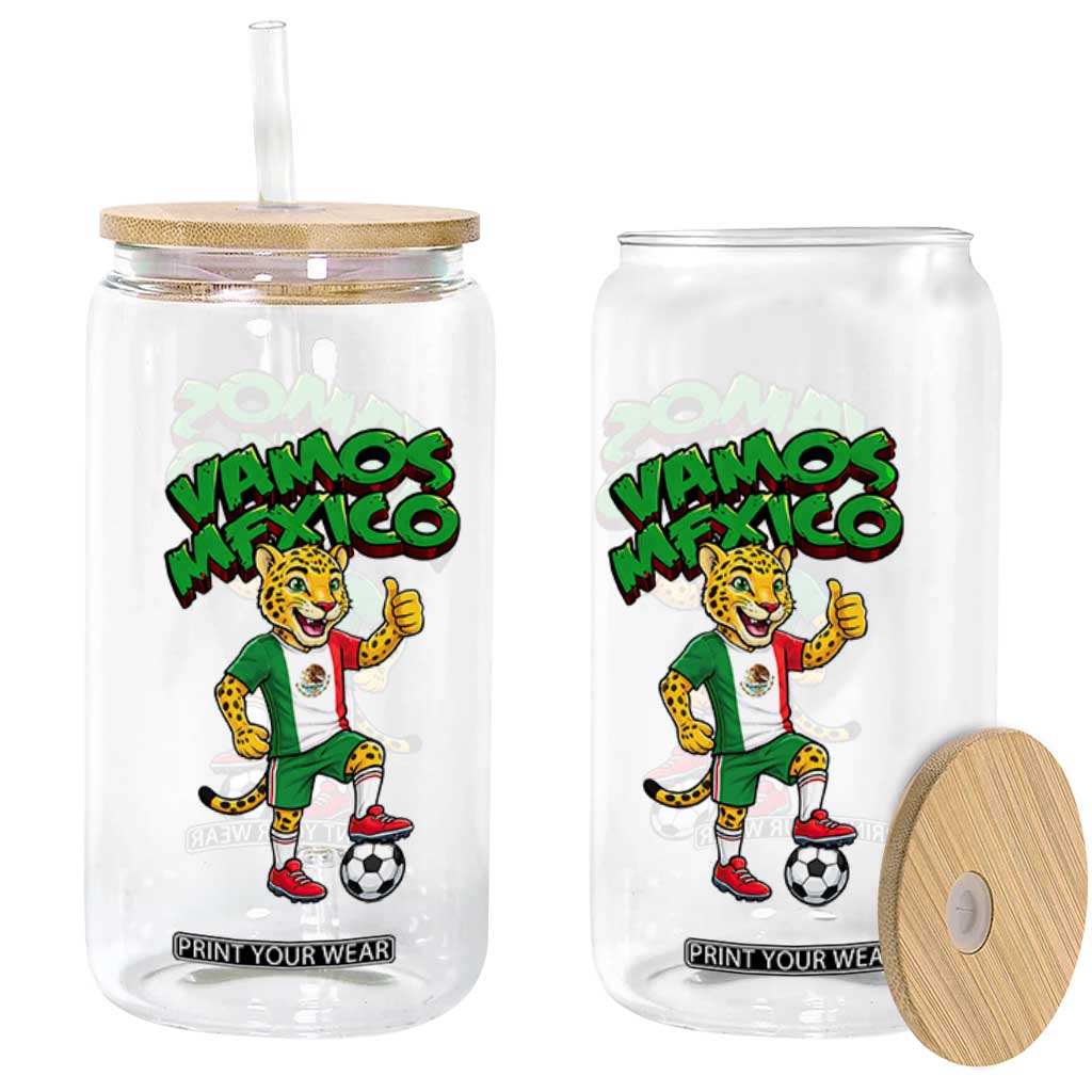 Vamos Mexico Fierce Leopard Glass Can Soccer 2026 Fan Gift TS12 Print Your Wear