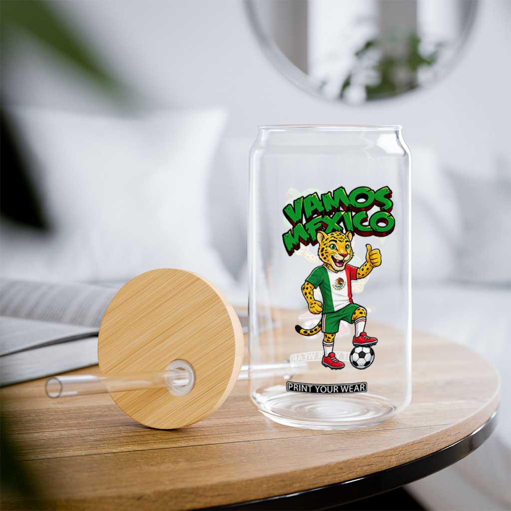 Vamos Mexico Fierce Leopard Glass Can Soccer 2026 Fan Gift TS12 Print Your Wear