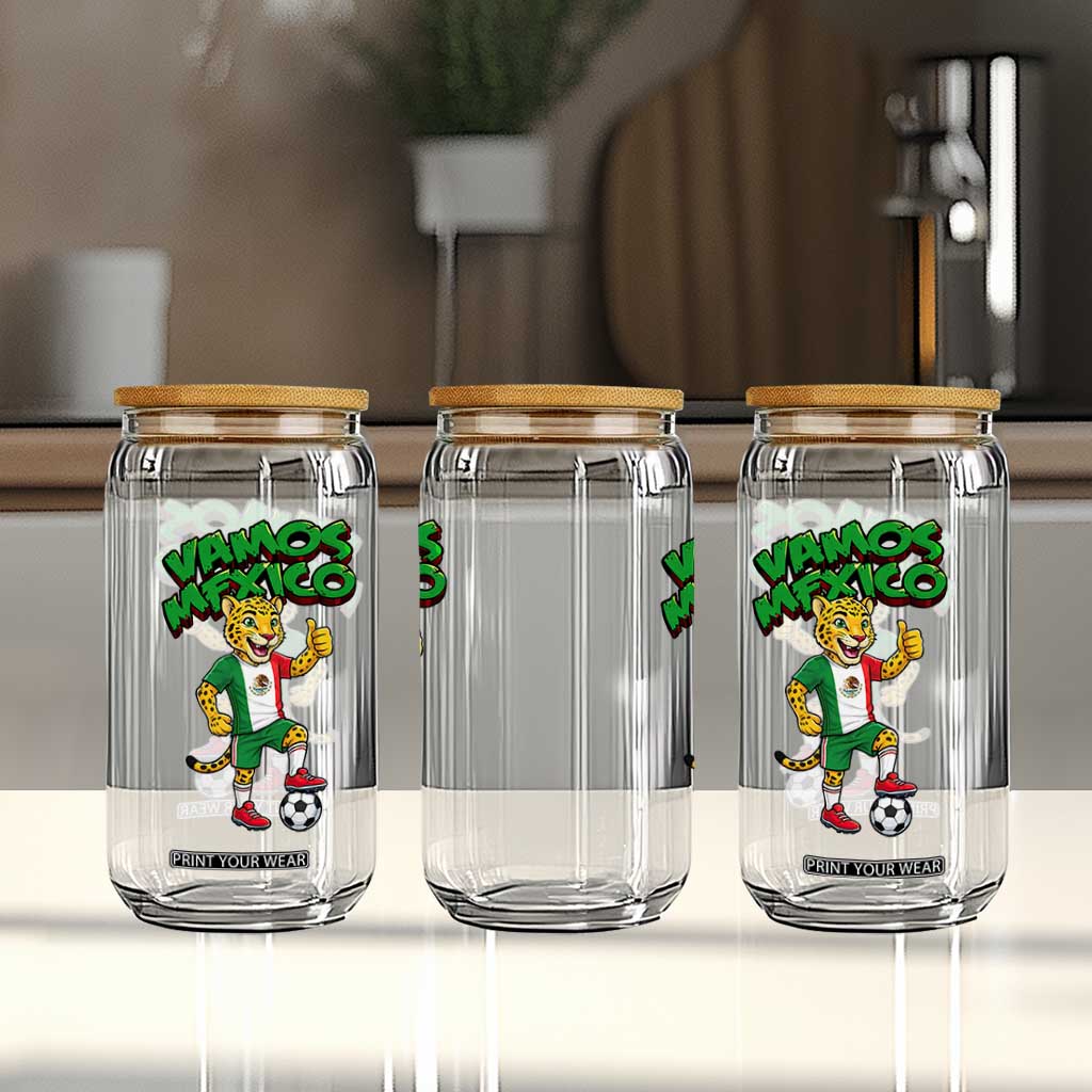 Vamos Mexico Fierce Leopard Glass Can Soccer 2026 Fan Gift TS12 Print Your Wear
