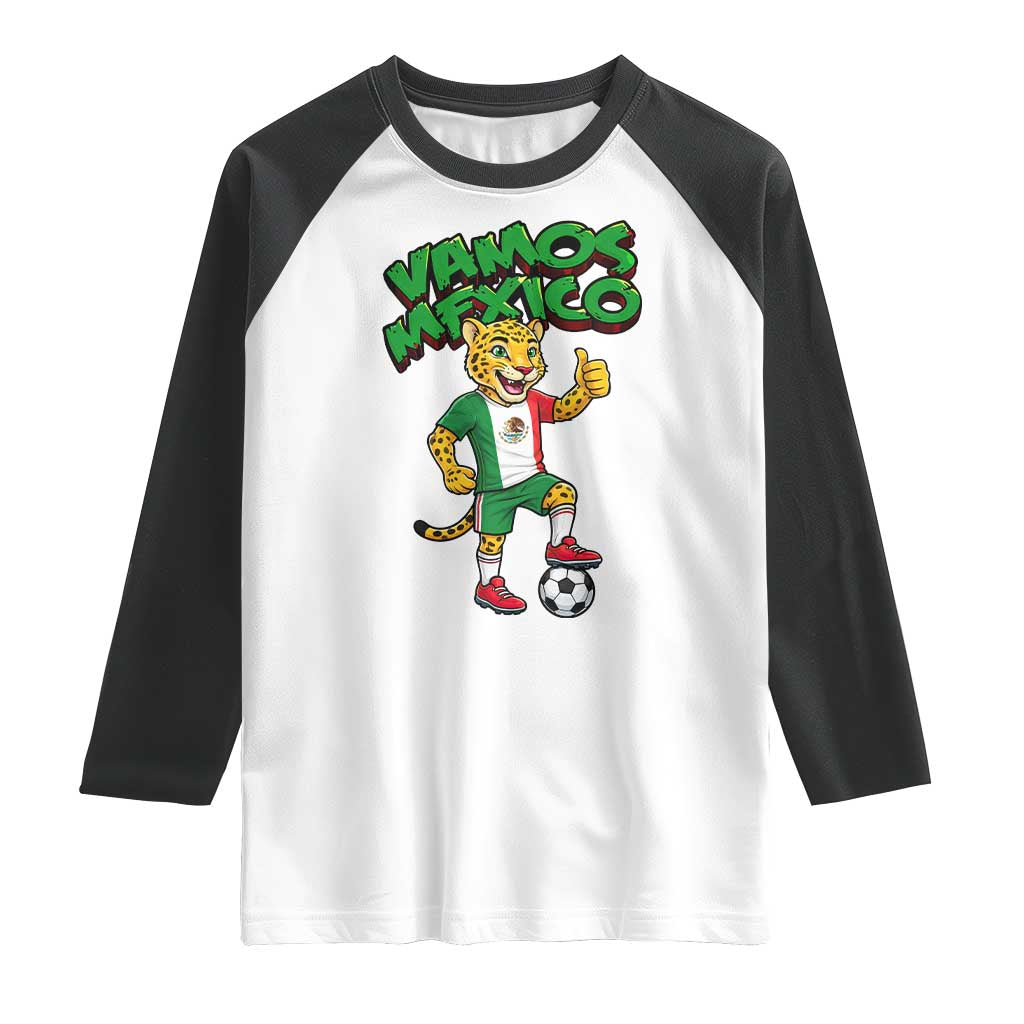 Vamos Mexico Fierce Leopard Raglan Shirt Soccer 2026 Fan Gift TS12 White Black Print Your Wear