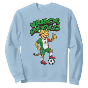 Vamos Mexico Fierce Leopard Sweatshirt Soccer 2026 Fan Gift TS12 Light Blue Print Your Wear