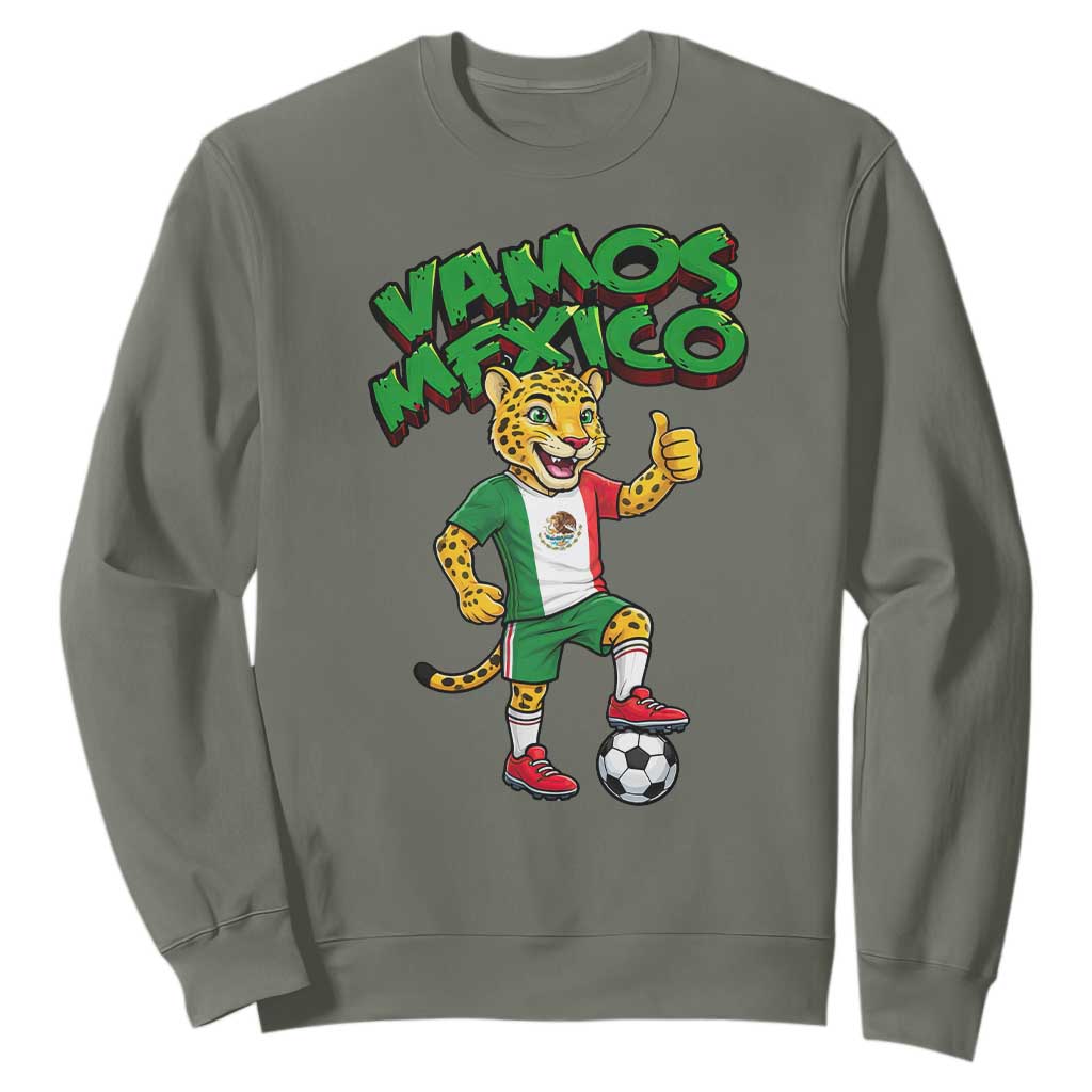 Vamos Mexico Fierce Leopard Sweatshirt Soccer 2026 Fan Gift TS12 Military Green Print Your Wear
