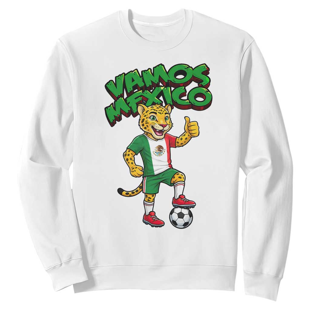 Vamos Mexico Fierce Leopard Sweatshirt Soccer 2026 Fan Gift TS12 White Print Your Wear