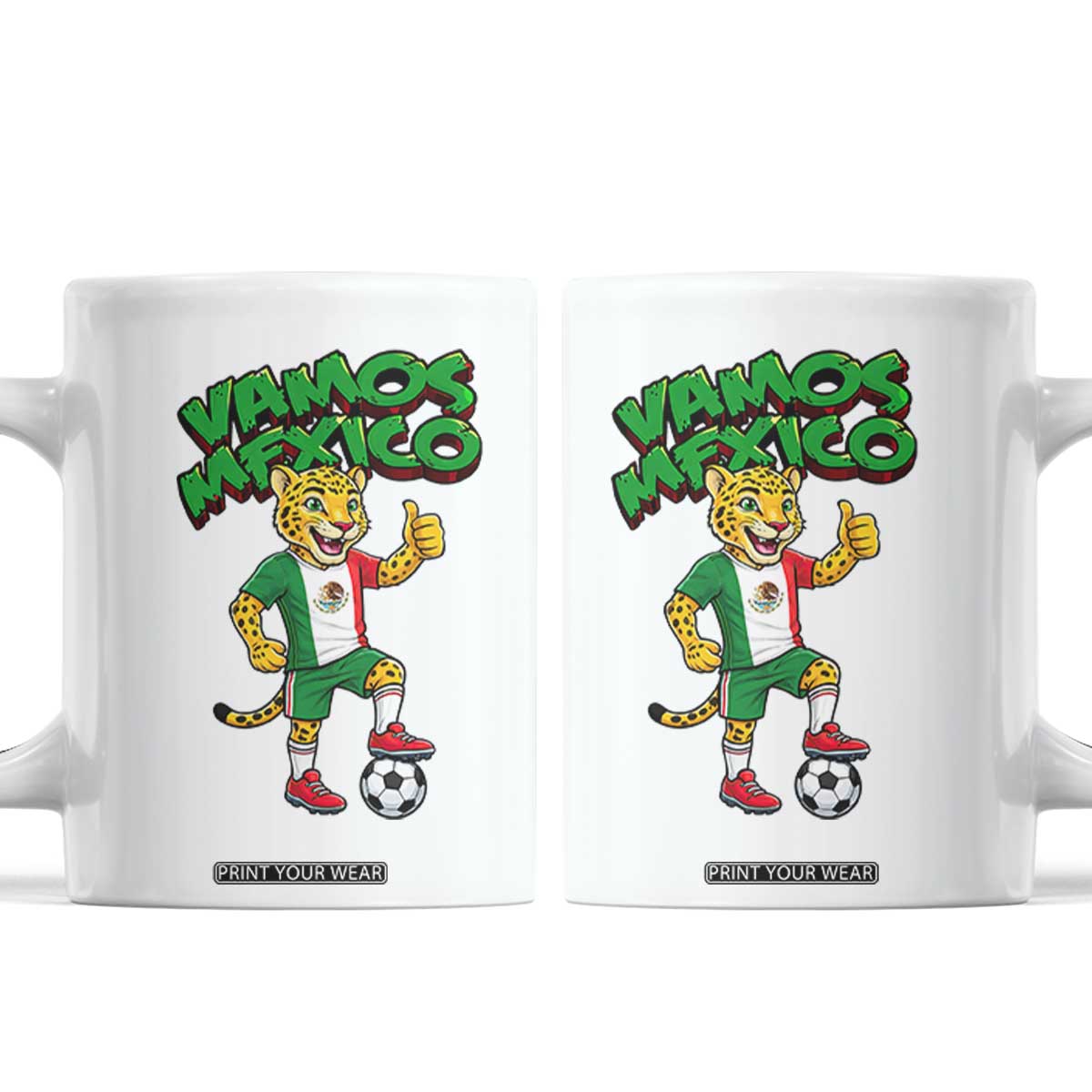 Vamos Mexico Fierce Leopard Coffee Mug Soccer 2026 Fan Gift TS12 White Print Your Wear