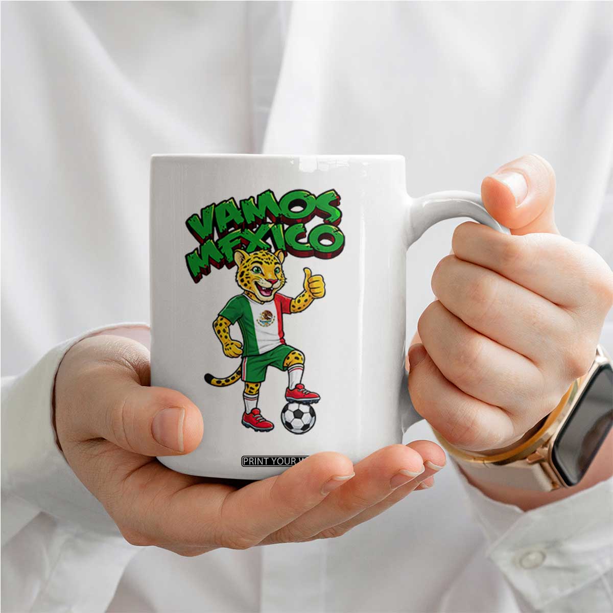 Vamos Mexico Fierce Leopard Coffee Mug Soccer 2026 Fan Gift TS12 Print Your Wear