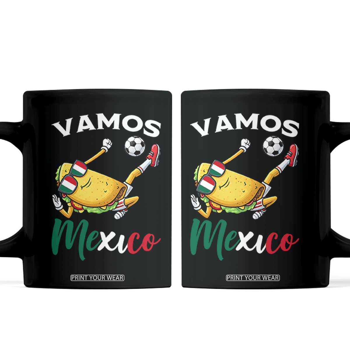 Vamos Mexico Taco Playing Soccer Coffee Mug Mexican Fan Gift TS12 Black Print Your Wear