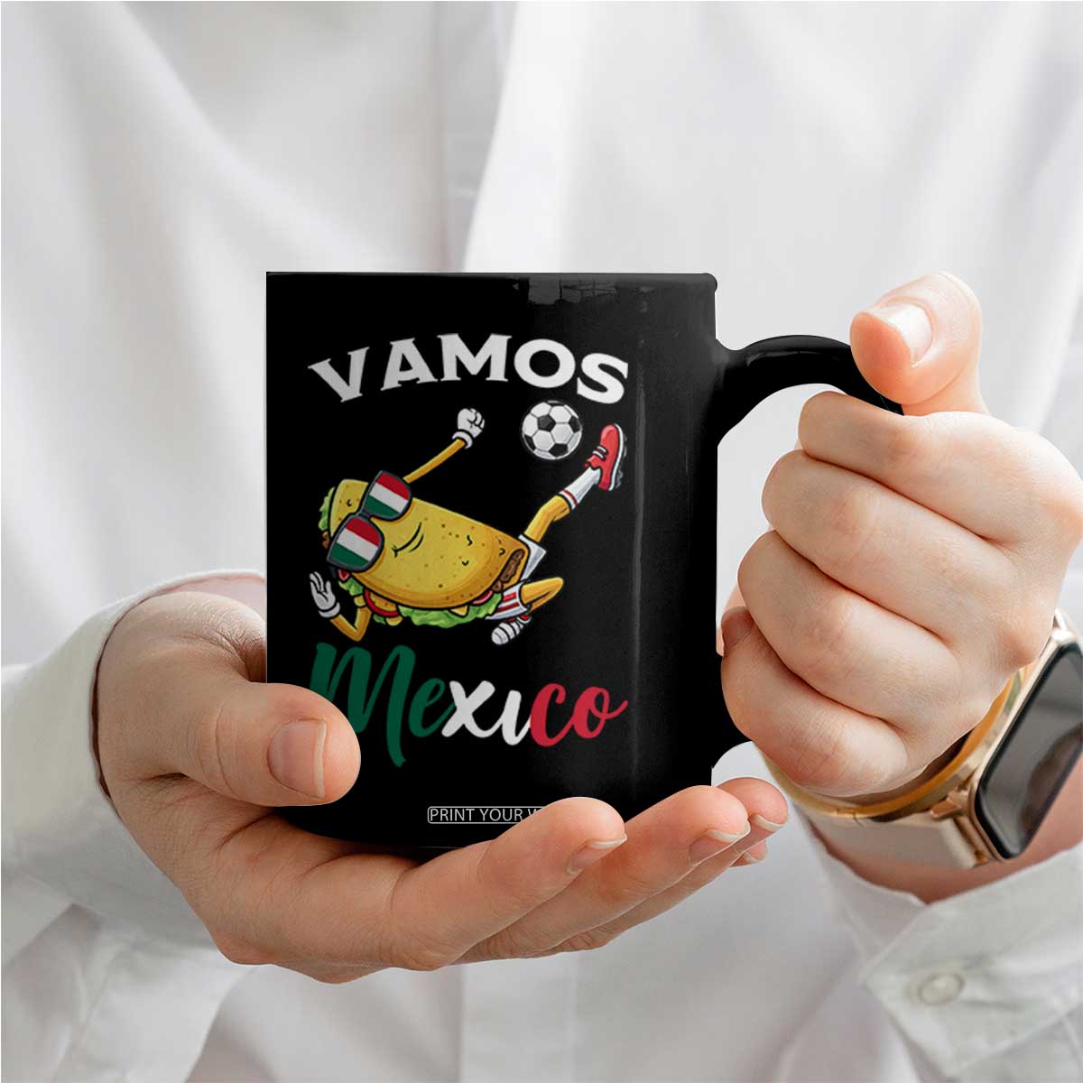 Vamos Mexico Taco Playing Soccer Coffee Mug Mexican Fan Gift TS12 Print Your Wear