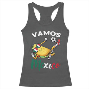 Vamos Mexico Taco Playing Soccer Racerback Tank Top Mexican Fan Gift TS12 Dark Heather Print Your Wear