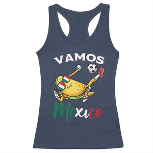 Vamos Mexico Taco Playing Soccer Racerback Tank Top Mexican Fan Gift TS12 Navy Print Your Wear