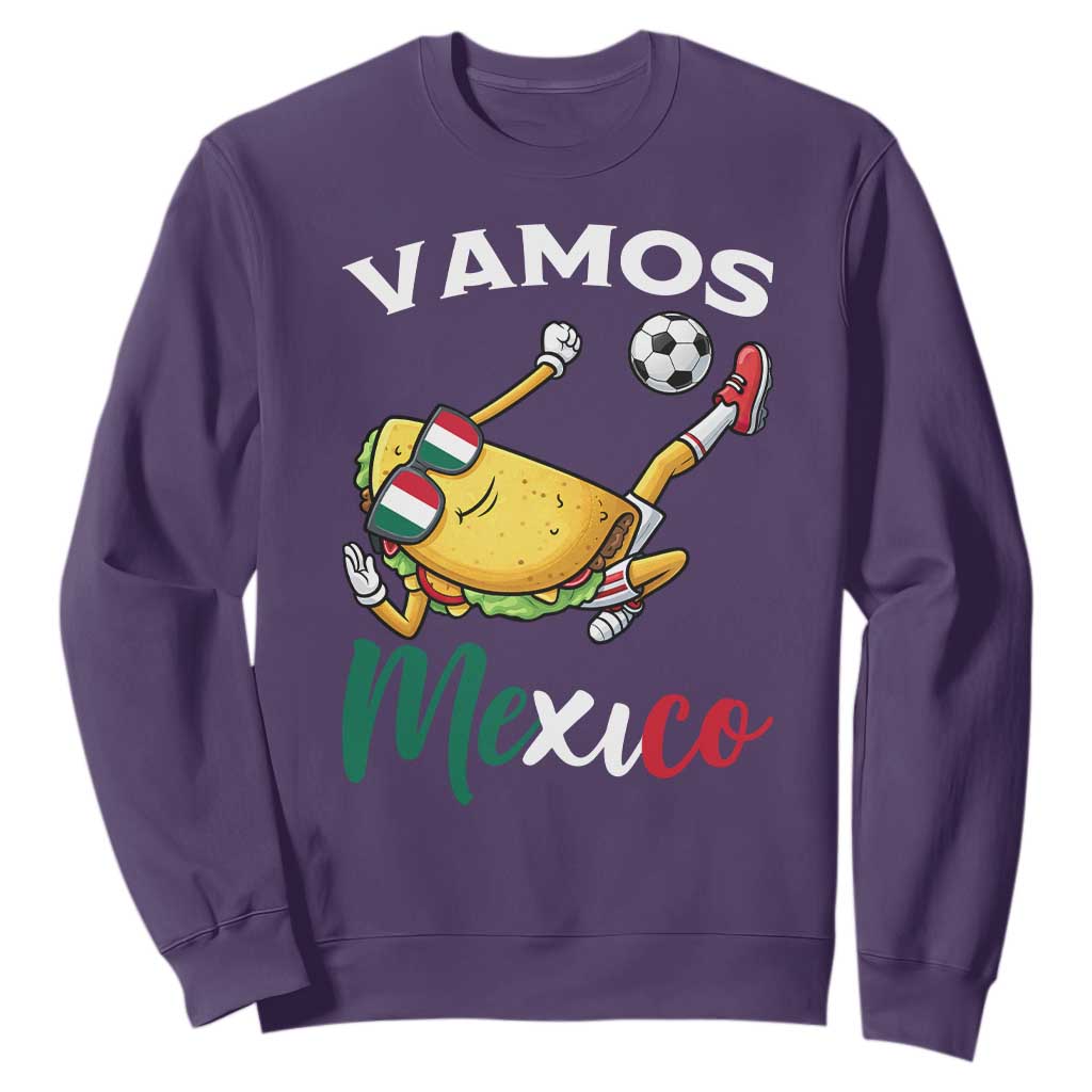 Vamos Mexico Taco Playing Soccer Sweatshirt Mexican Fan Gift TS12 Purple Print Your Wear
