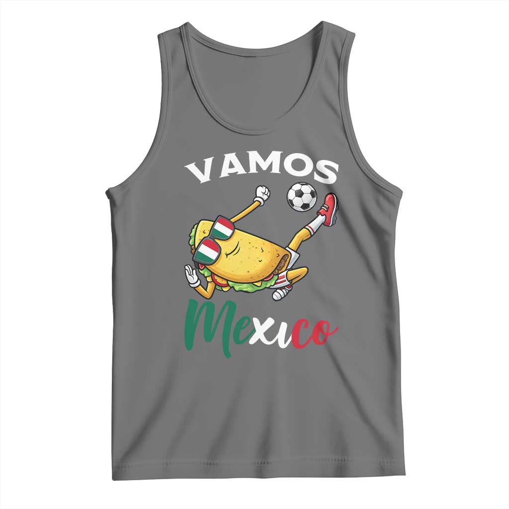 Vamos Mexico Taco Playing Soccer Tank Top Mexican Fan Gift TS12 Black Heather Print Your Wear