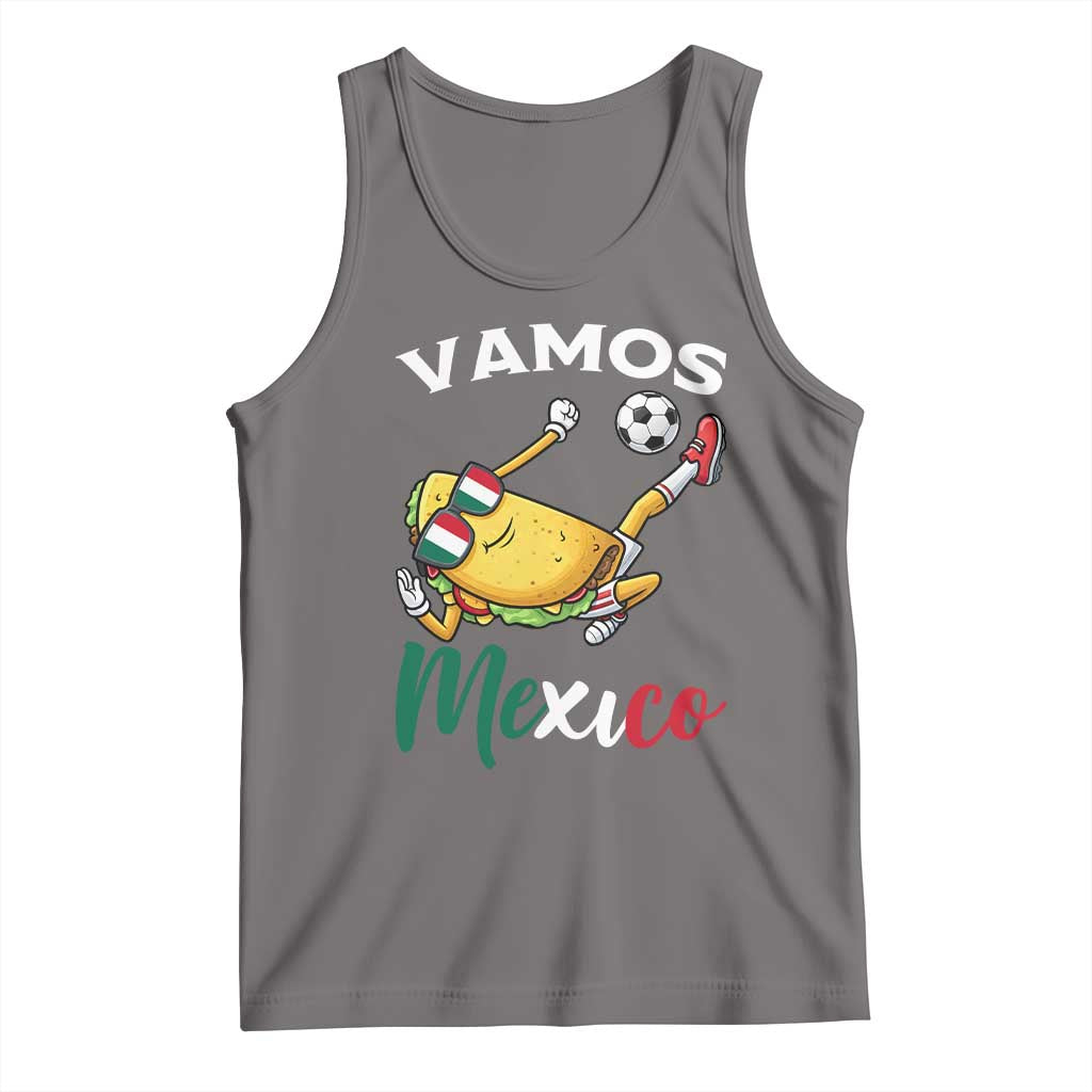 Vamos Mexico Taco Playing Soccer Tank Top Mexican Fan Gift TS12 Deep Heather Print Your Wear