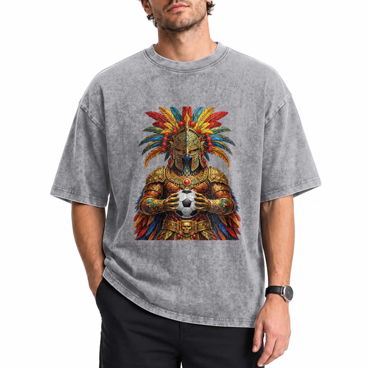 Legendary Tribal Soccer Warrior Washed Cotton T-Shirt Football Lover