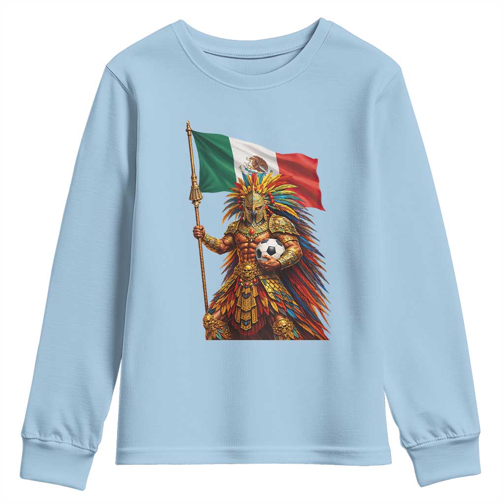 Legendary Mexican Soccer Warrior Pride Youth Sweatshirt TS12 Light Blue Print Your Wear