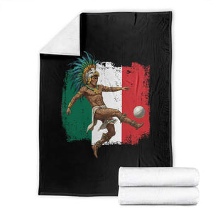 Aztec Warrior Playing Soccer Throw Blanket Mexican Pride Football Fan Gift TS12 Black Print Your Wear